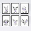 POSTER Set Mit 6 Tiere Babys Mit Kaugummi Schweine Elefant Kaninchen Zorro Eulenhund A4 Rahmenlos - Klar, Papier (29/3cm) - Nacnic