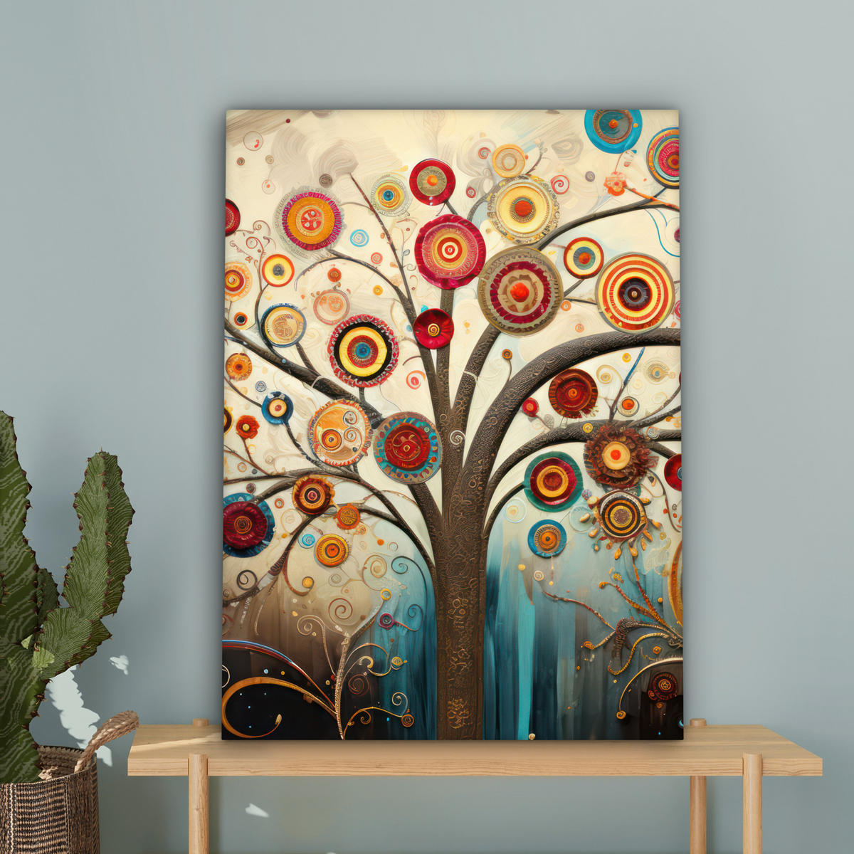 LEINWANDBILD Baum - Baum des Lebens - Farbe Wandbild Wohnzimmer 60x80 cm - Braun, Textil (60/80cm) - MuchoWow