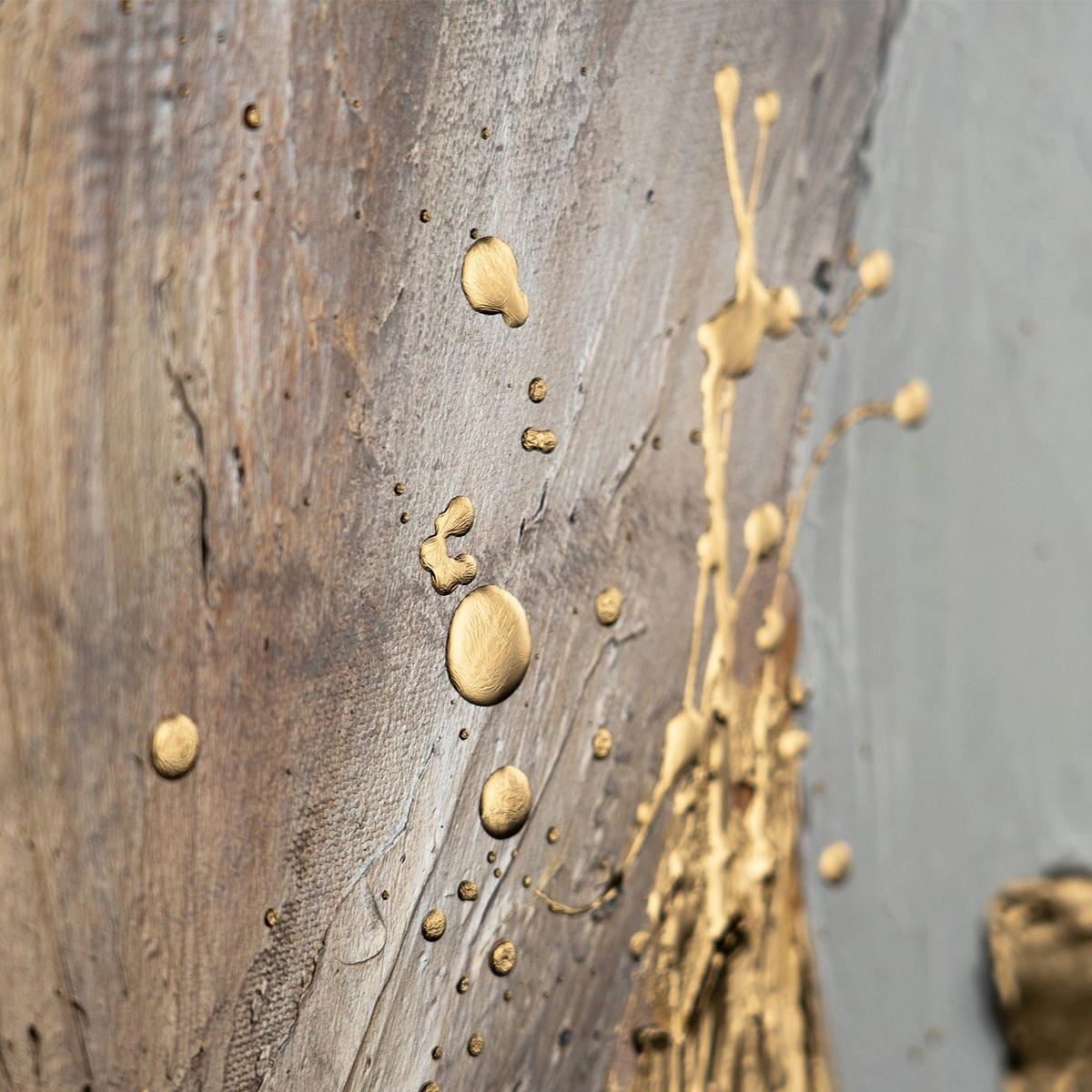 GEMÄLDE Goldene Symphonie II Schattenfugenrahmen Weiß 120x80 cm - Weiß, Holz (120/80cm) - YS-art gallery