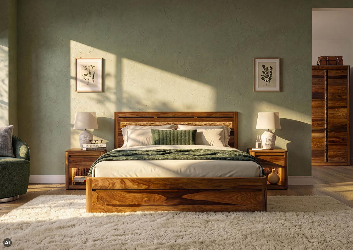 BETT Massivholz Sheesham 200 x 200 x 90 dunkelbraun TORONTO LUX #258 - Dunkelbraun, Holz (200/200cm) - Massivmoebel24