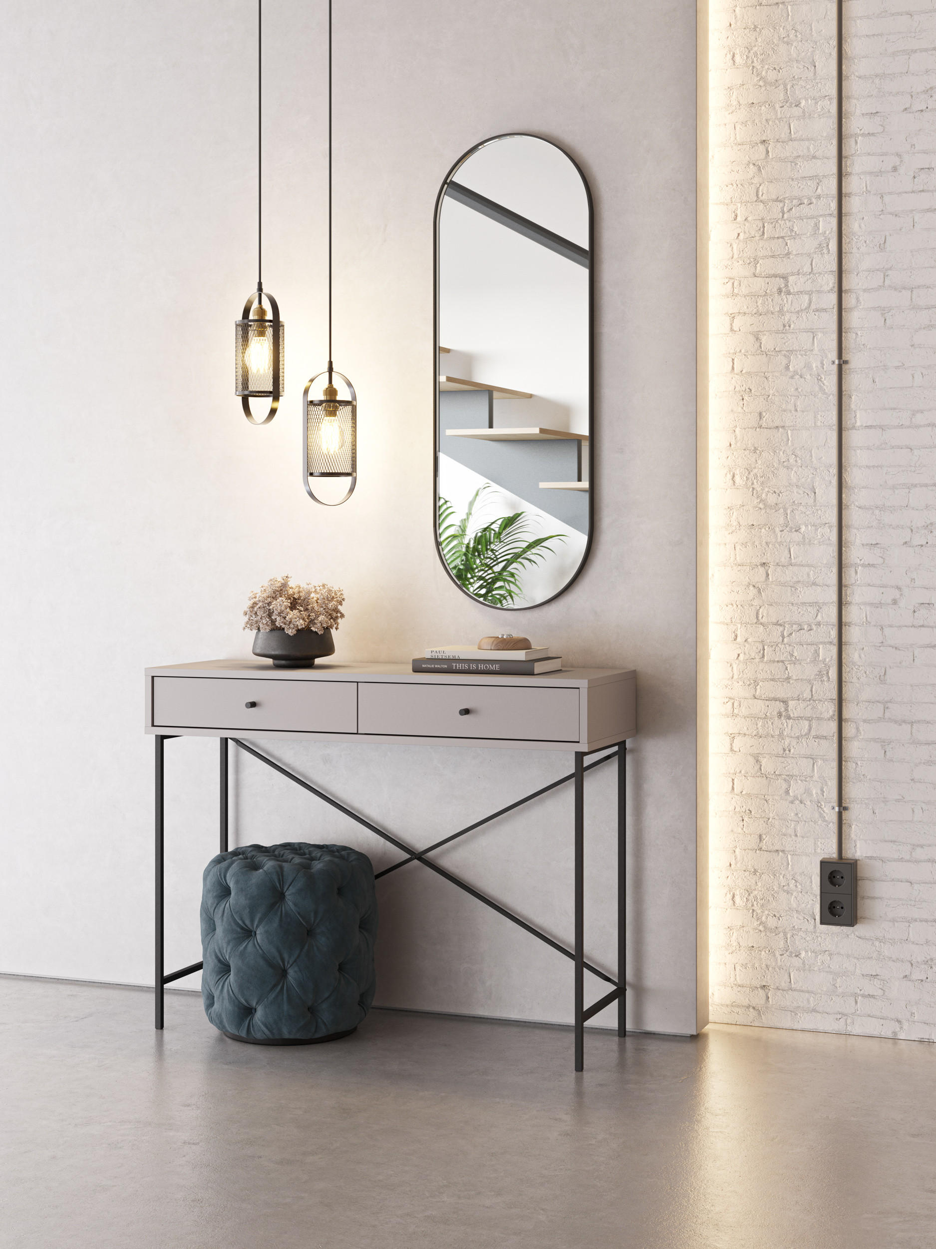 BEISTELLTISCH Titan Grau 110/35/85 cm - Grau, Holz (110/35/85cm) - Calicosy