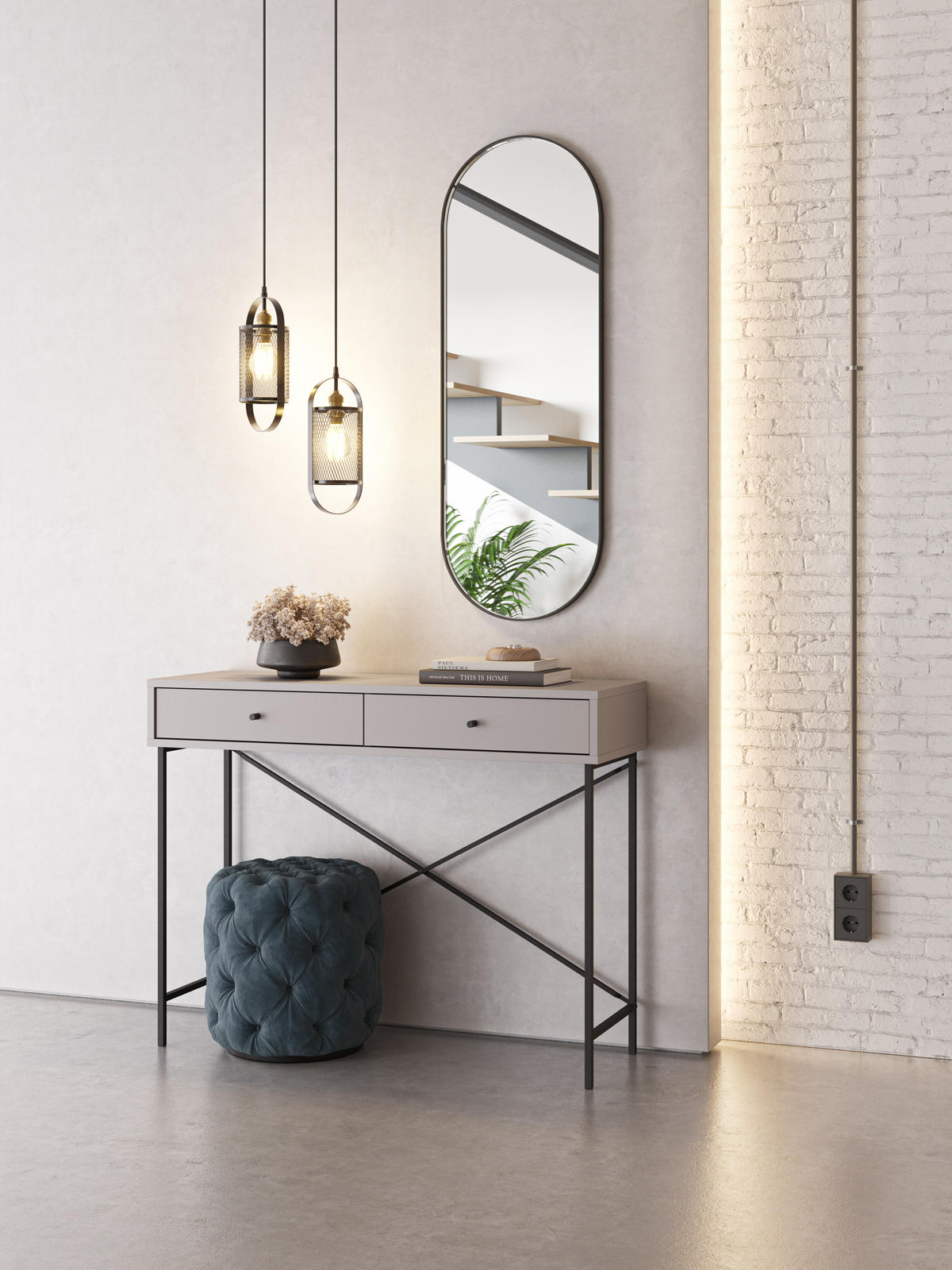 BEISTELLTISCH Titan Grau 110/35/85 cm - Grau, Holz (110/35/85cm) - Calicosy