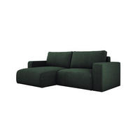 ECKSOFA Carl L-förmig Schlaffunktion und Bettkasten weicher Cordstoff flexibel stellbar lose Rückenkissen freistehend LINKS 143x247x83cm Forest green - Waldgrün, Holz/Textil (143/247cm) - DomoHome