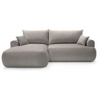 ECKSOFA Ovo Hellgrau mit wasserabweisendem Samtbezug - Hellgrau/Schwarz, Kunststoff/Textil (260/165cm) - Selsey