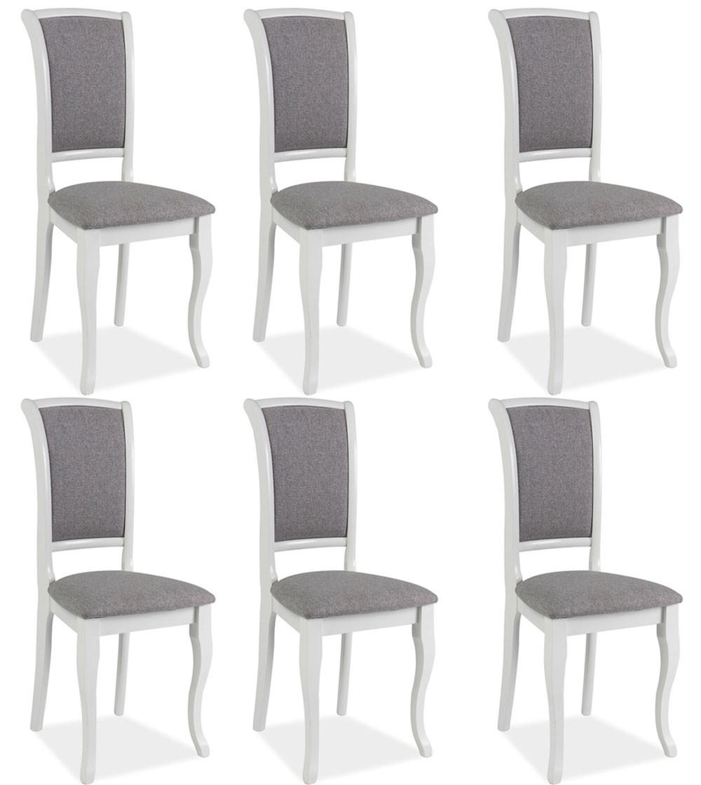ESSZIMMERSTÜHLE Olivia 6-teilig Weiß / Grau - Weiß/Grau, Holz (45/96/42cm) - Feldmann-Wohnen