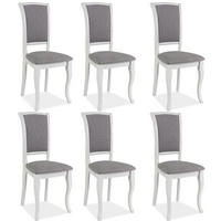 ESSZIMMERSTÜHLE Olivia 6-teilig Weiß / Grau - Weiß/Grau, Holz (45/96/42cm) - Feldmann-Wohnen