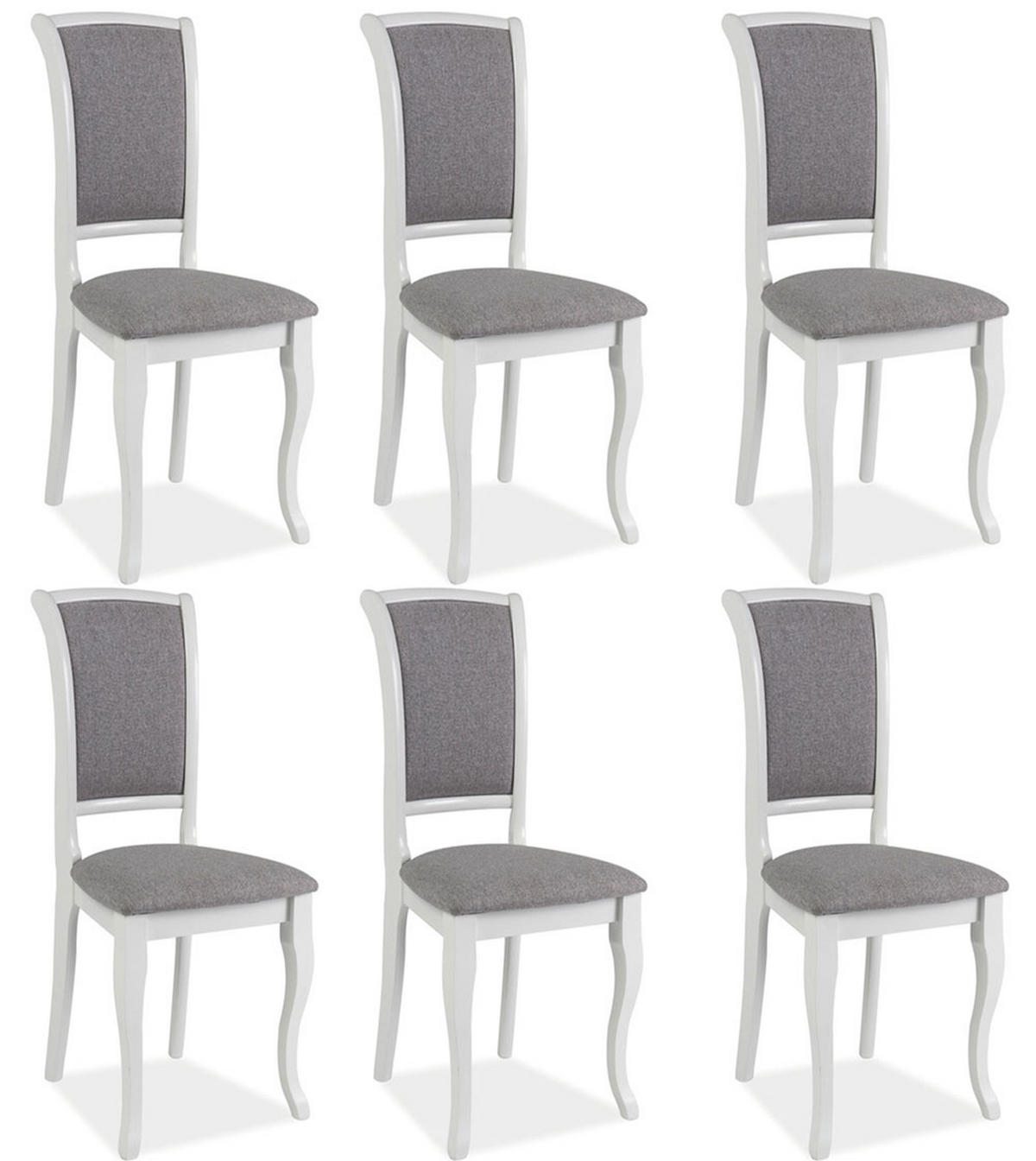 ESSZIMMERSTÜHLE Olivia 6-teilig Weiß / Grau - Weiß/Grau, Holz (45/96/42cm) - Feldmann-Wohnen