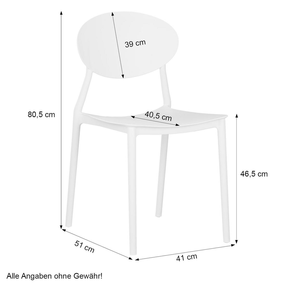 GARTENSTUHL 4er-Set Kunststoff Weiß - Weiß, Kunststoff (41/80/51cm) - Homestyle4u