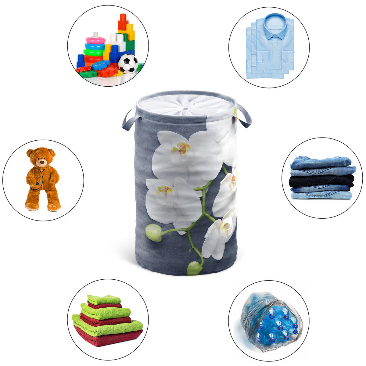 WÄSCHEKORB Pretty - Grau, Textil (37/55/55cm) - Sanilo