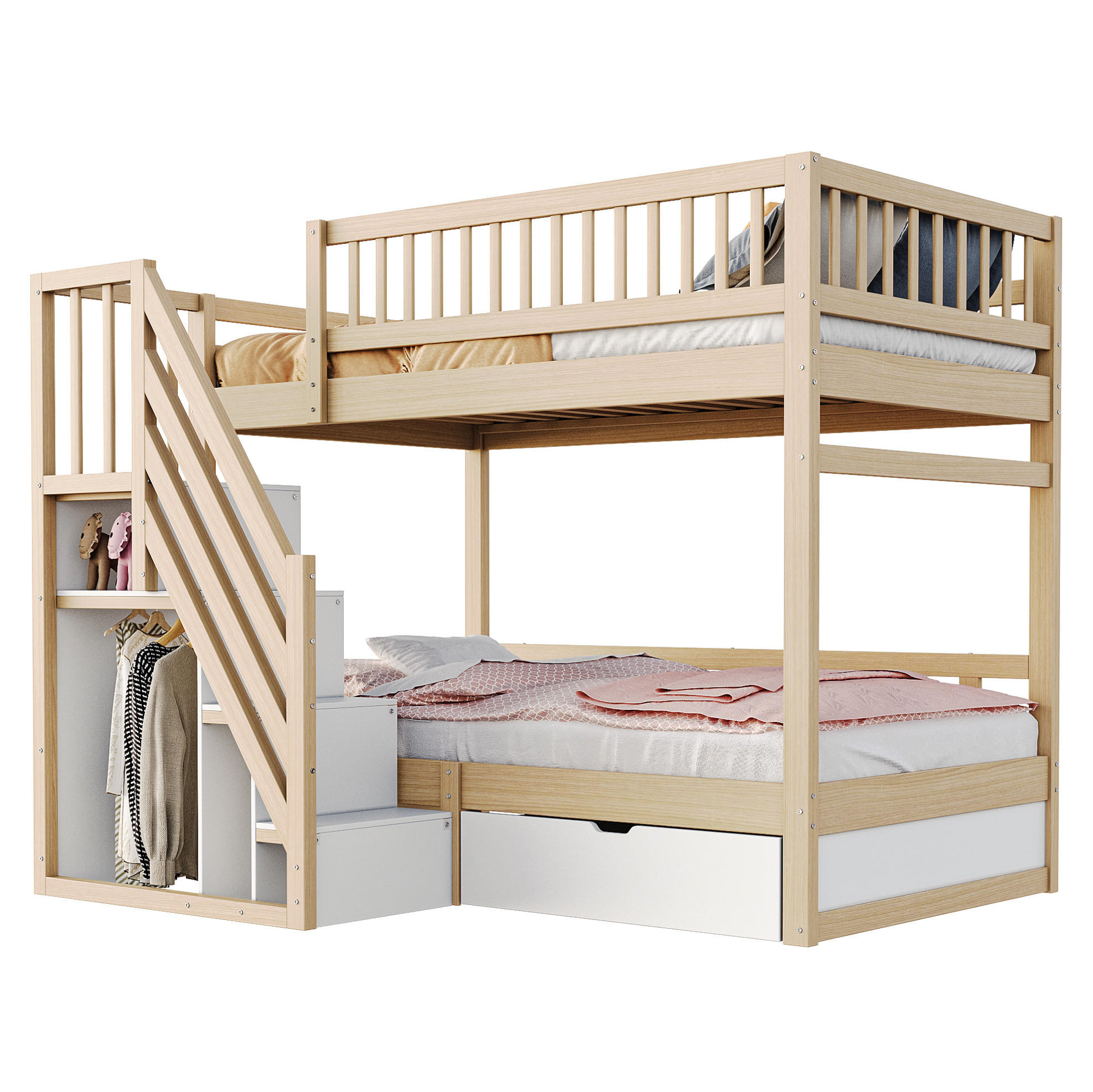 Okmyhome Etagenbett Natur 90x200 cm