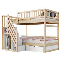 ETAGENBETT 90/200 cm aus Massivholz mit Stauraum und Sicherheitsleiter - Naturfarben, Holz (90/200cm) - OKMYHOME