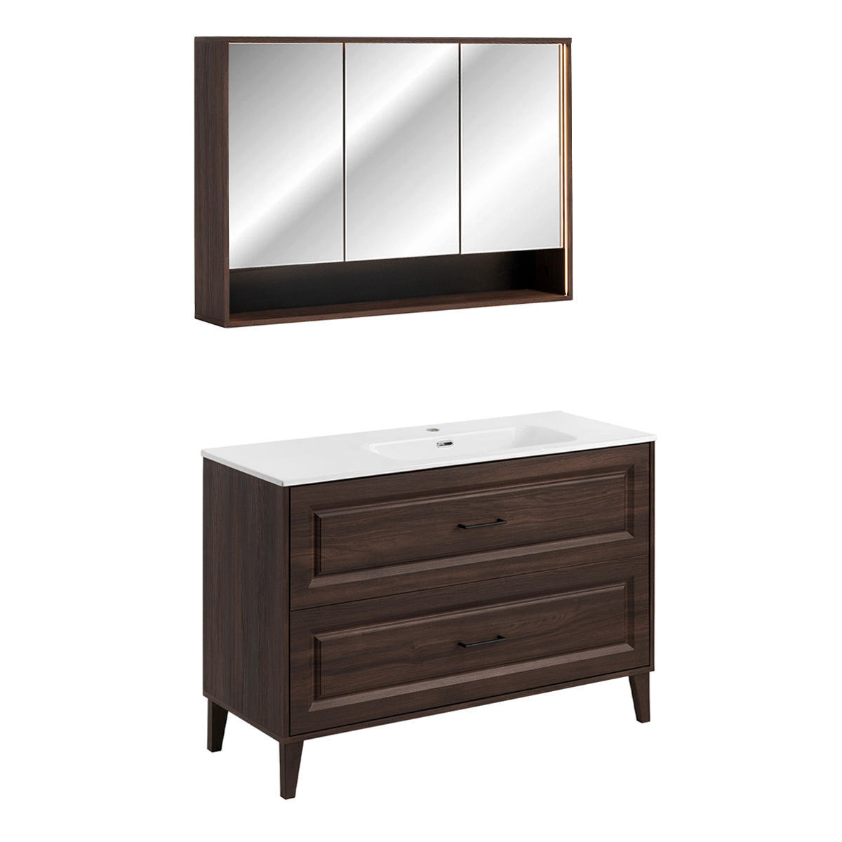 BADMÖBEL 120cm Moka 2er-Set Holz - Braun, Holzwerkstoff (120/82/46cm) - Petits-meubles