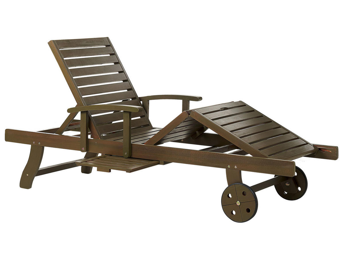 GARTENLIEGE dunkelbraun Amantea - Dunkelbraun, Holz (64/35/196cm) - Beliani
