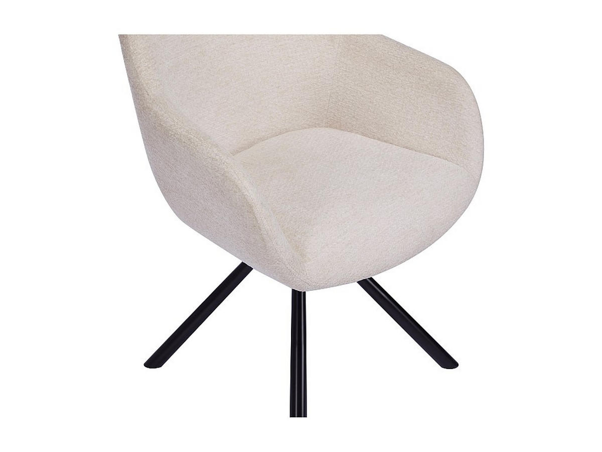 6‑ER Set Stühle mit Armlehnen - Textilstoff & Metall - Creme - CILIENO - Creme, Textil (60/80/57cm) - Vente-Unique