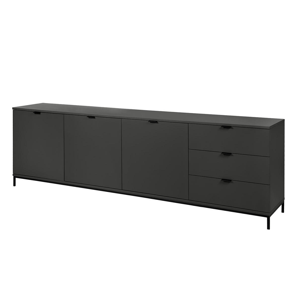 SIDEBOARD - Dunkelgrau, 240 cm - Dunkelgrau/Schwarz, Holzwerkstoff (240/74/40cm) - home24