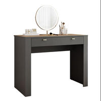 SCHMINKTISCH AVENA mit 2 Schubladen, 102 cm Schwarz/Eiche - Schwarz, Holzwerkstoff/Kunststoff (102/79/50cm) - Idohome