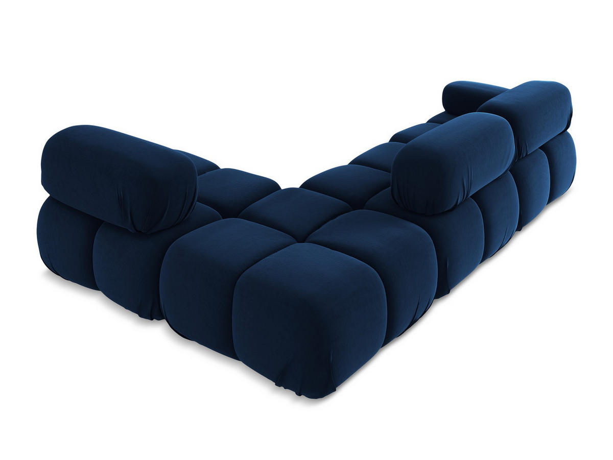 ECKSOFA Rechts Samt Stoff Blau - Blau/Schwarz, Kunststoff/Textil (285/190cm) - Makamii