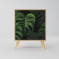 SIDEBOARD INFINITE MONSTERA, Eichefarben, 57,5x42x75,5 cm, Goldfarbene Metallfüße - Eichefarben/Goldfarben, Holzwerkstoff/Metall (57.5/75.5/42cm) - SpaceRebels