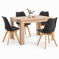 TISCHGRUPPE 120/80 cm Natur mit 4 Stühlen schwarz - Schwarz/Naturfarben, Holz/Kunststoff (80/80/120cm) - Homestyle4u