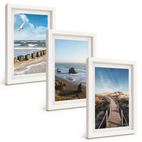 BILDER SET 3er Set - 20x30 cm Weißer Rahmen - Strandwellen, Himmelsbrücke, Spaziergang - Weiß, Kunststoff (20/30cm) - TULUP