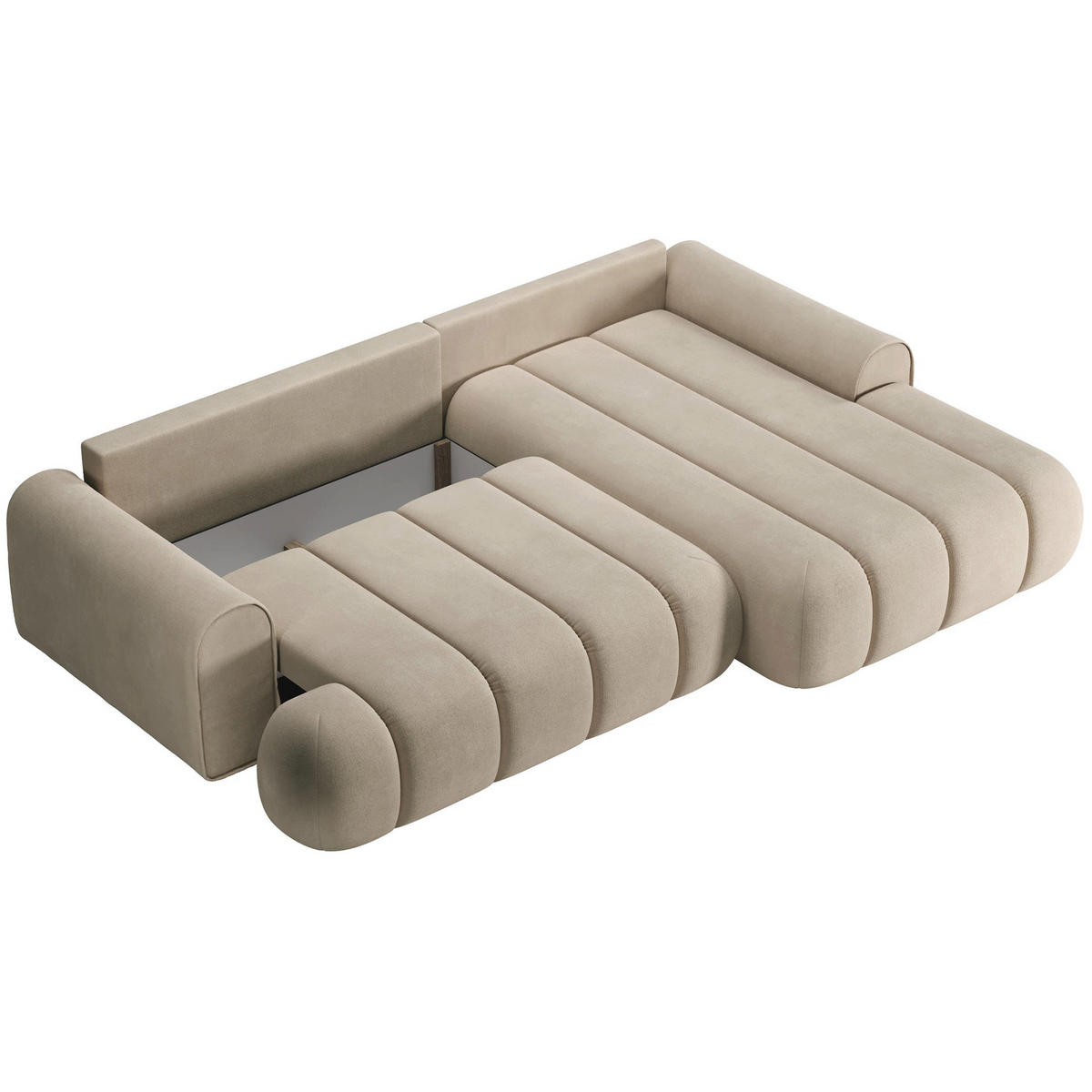 ECKSOFA Dandelino Beige mit Velours-Bezug, rechts - Beige/Schwarz, Kunststoff/Textil (172/271cm) - Selsey