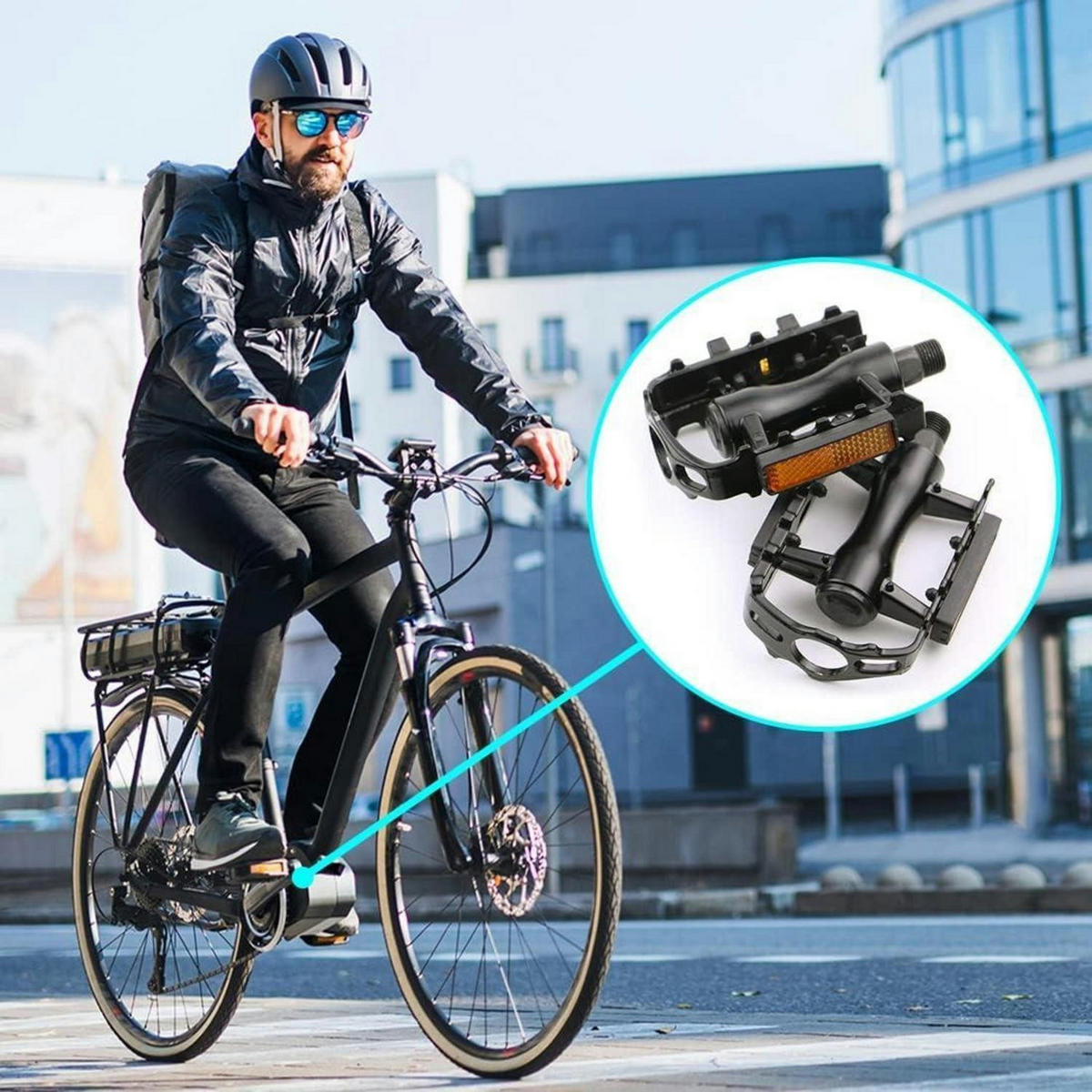 FAHRRAD Pedale 1 Paar Schwarz 9/16 Zoll mit Reflektoren Aluminium - Schwarz, Metall (7/1.5/11cm)