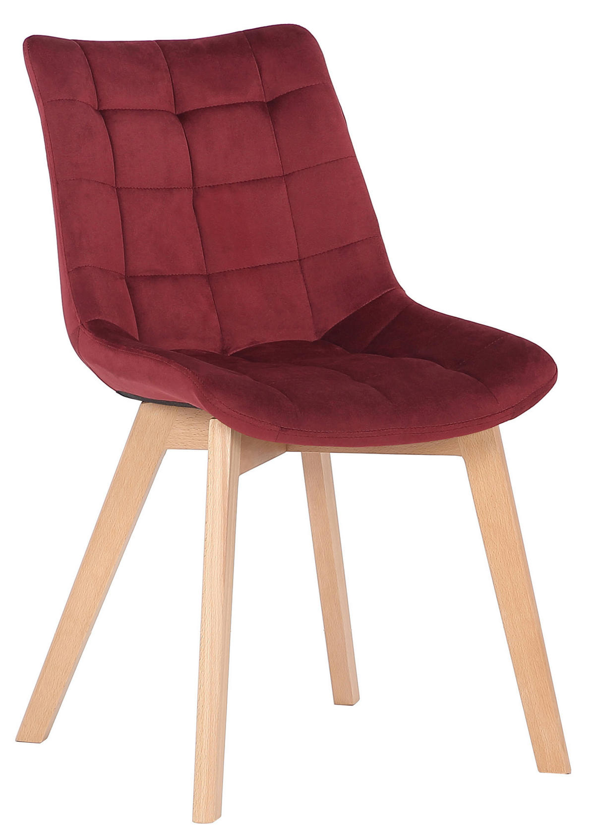 STUHL Samt Rot - Eukalyptusholzfarben/Rot, Holz/Textil (46/82/61cm) - CLP
