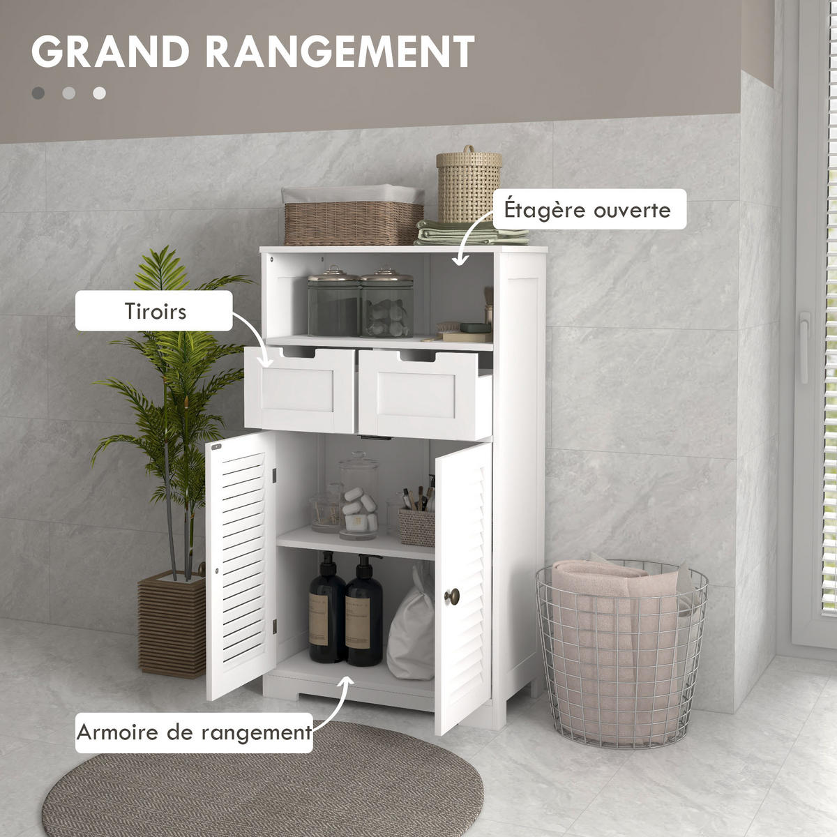 MIDISCHRANK DE-12410 61/30,5/110 cm Weiß - Weiß, Holzwerkstoff (30.5/109.5/61cm) - ComfortXL