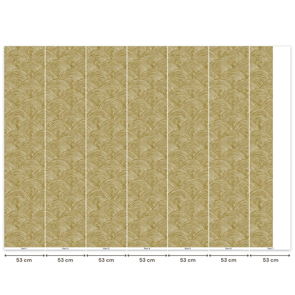 TAPETE - Fächer - Geometrisch - Grün - 350x260 cm - Goldfarben, Papier (350/260cm) - OnlyWow