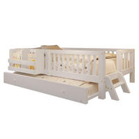 KINDERBETT 90/200 cm in Weiß mit Ausziehbett und Rausfallschutz im skandinavischen Design - Weiß, Holzwerkstoff (90/200cm) - STILVORA