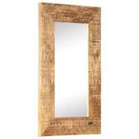 HANDGESCHNITZTER Spiegel 80x50x2,5 cm Massivholz Mango - Braun, Holz (50/80/1cm) - furnicato