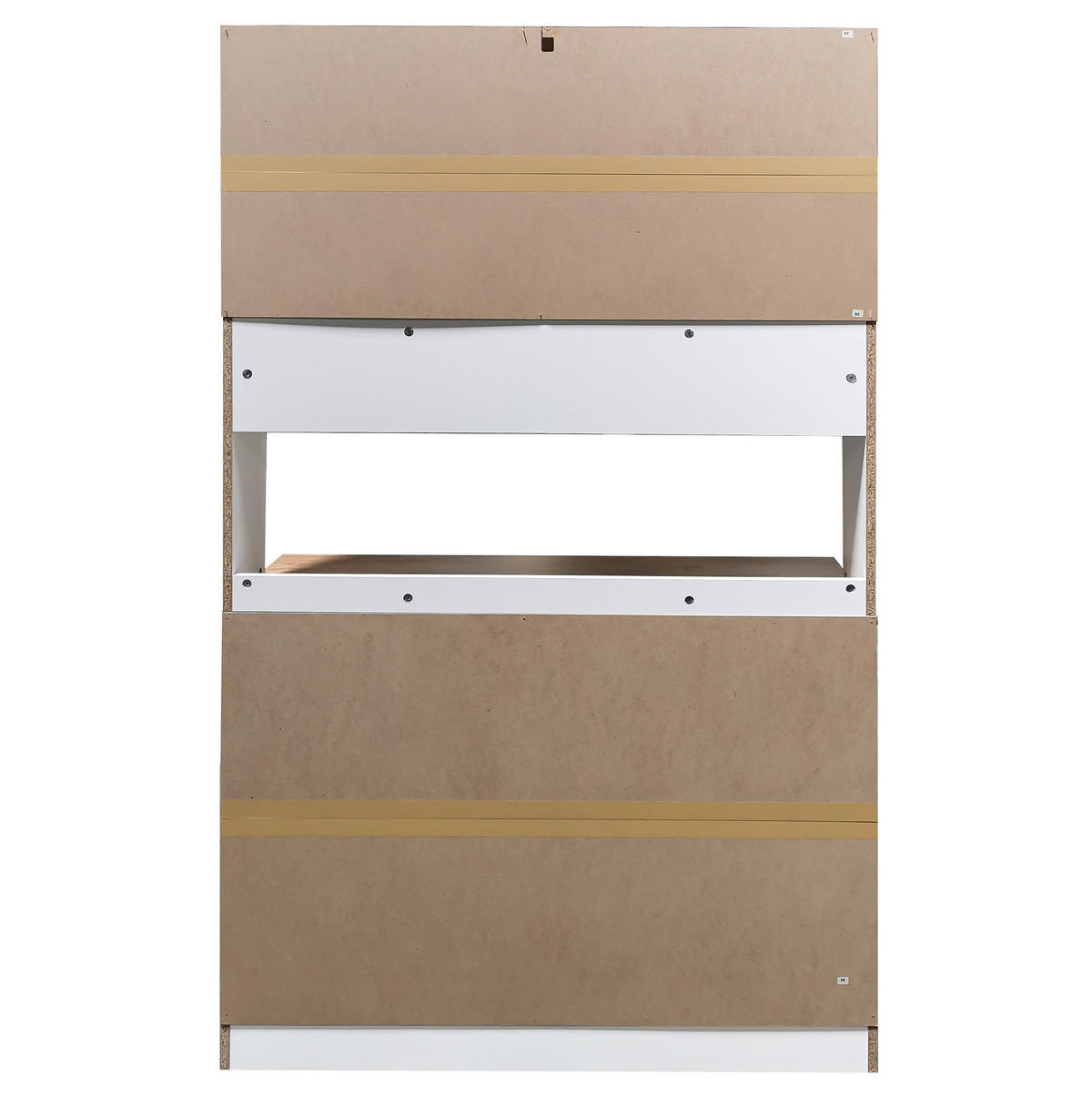 KÜCHENBUFFET aus Spanplatte 106x39x175 cm Weiß und Naturholzfarbe mit Glastüren, Weinregal und Hakenleiste - Weiß, Holzwerkstoff (106/175/39cm) - IVMEU