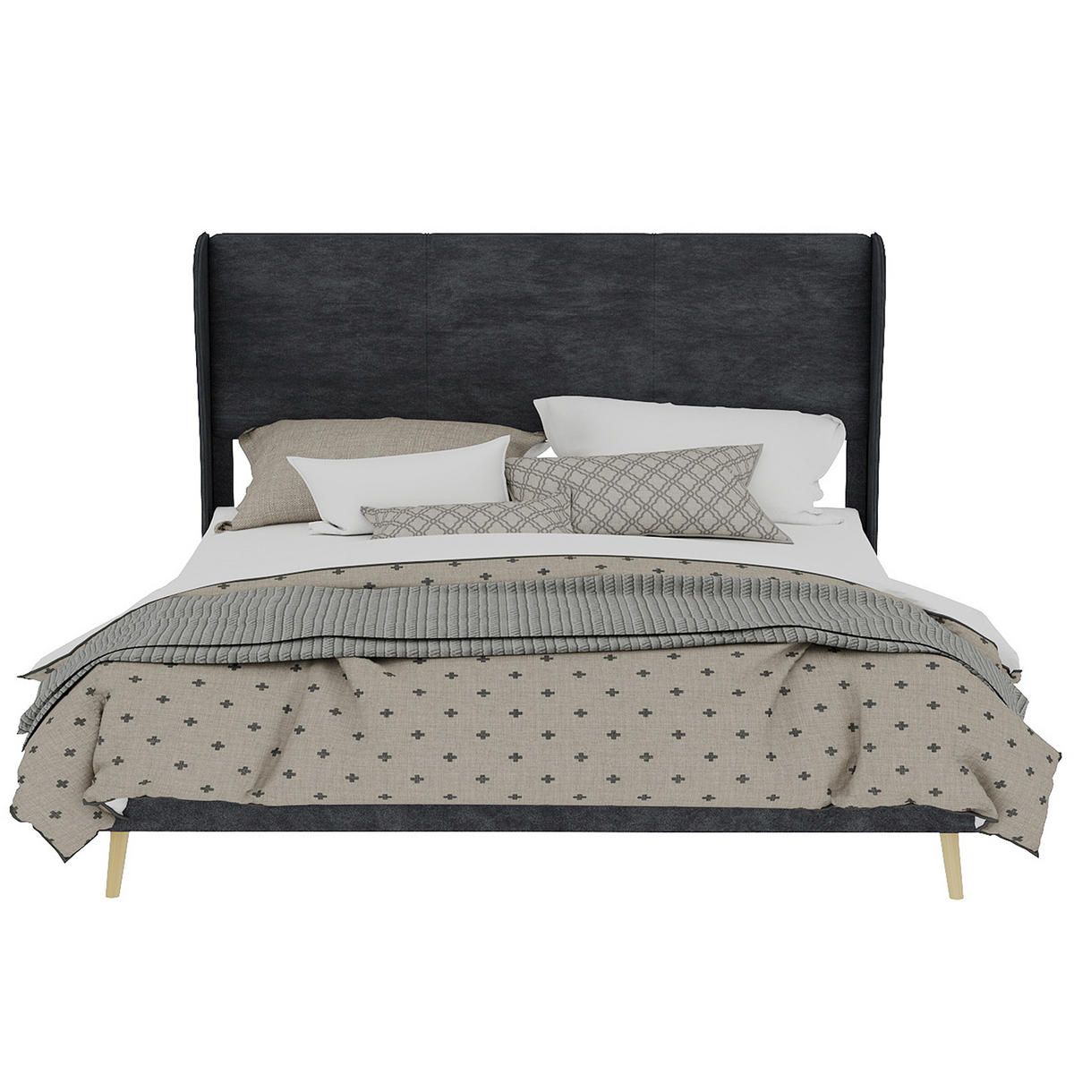 POLSTERBETT 160x200 cm ohne Stauraum grau - Grau, Textil (160/200cm) - LEBENLANG