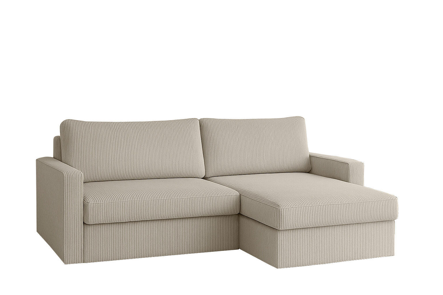 ECKSOFA Mit Schlaffunktion Und Bettzeugablage LUBEKA Stoff Poso Beige Rechts - Beige, Holz/Textil (224/147cm) - Kaiser Möbel