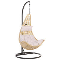 HÄNGESESSEL mit Gestell PE Rattan natürlich 95 cm Atri II - Beige, Kunststoff (95/200/95cm) - Beliani