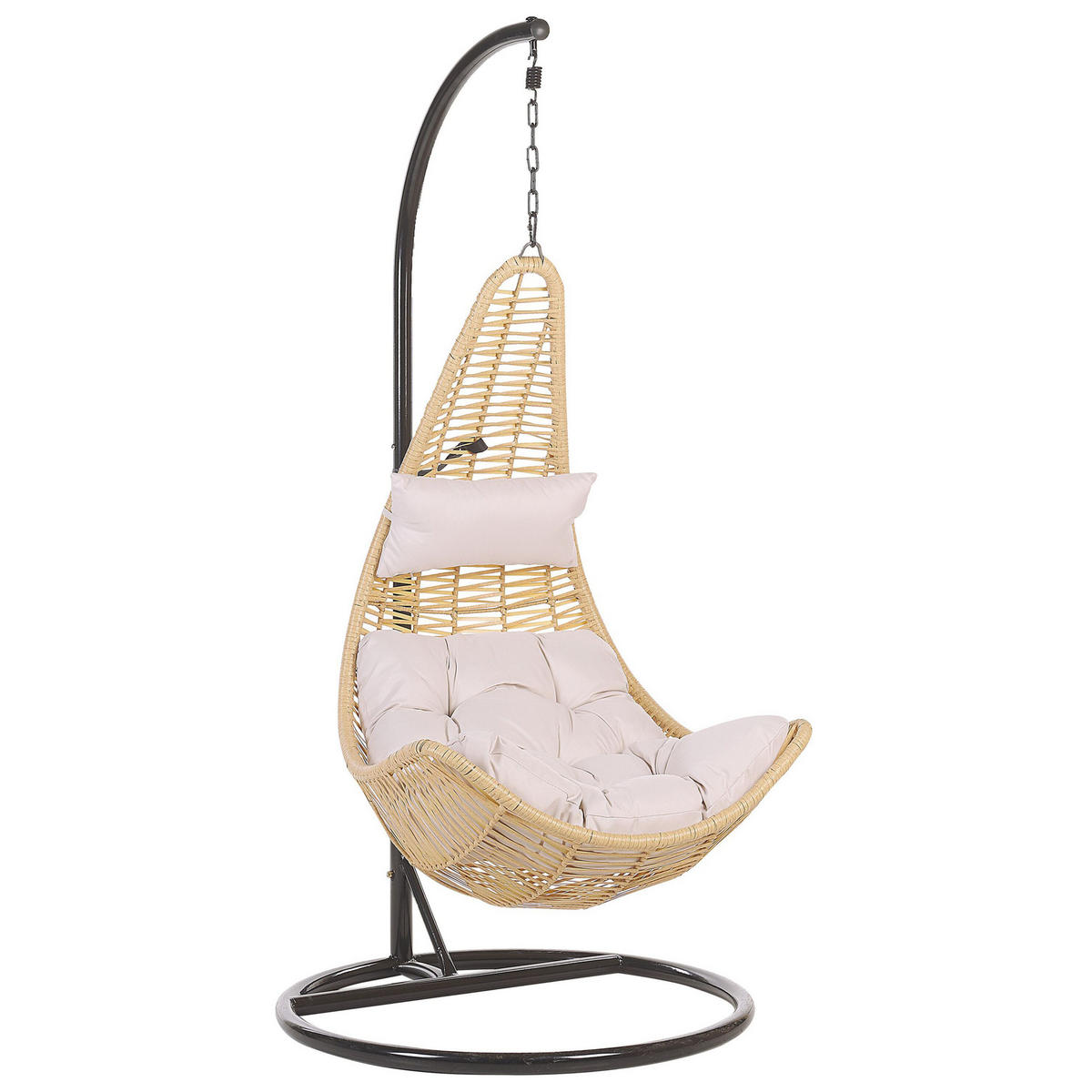 HÄNGESESSEL mit Gestell PE Rattan natürlich 95 cm Atri II - Beige, Kunststoff (95/200/95cm) - Beliani