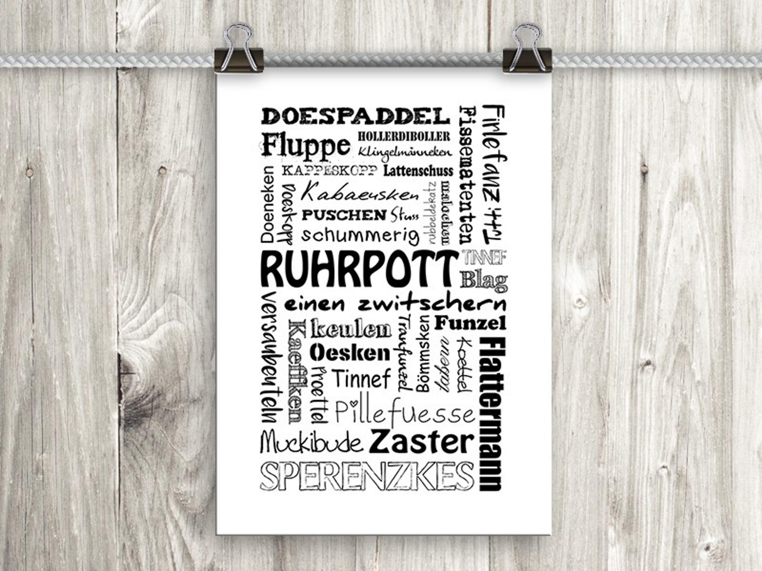 POSTER DIN A4 21x29,7 cm Ruhrpott Ruhrgebiet Typografie - Weiß, Papier (21/29.7/2cm) - artissimo