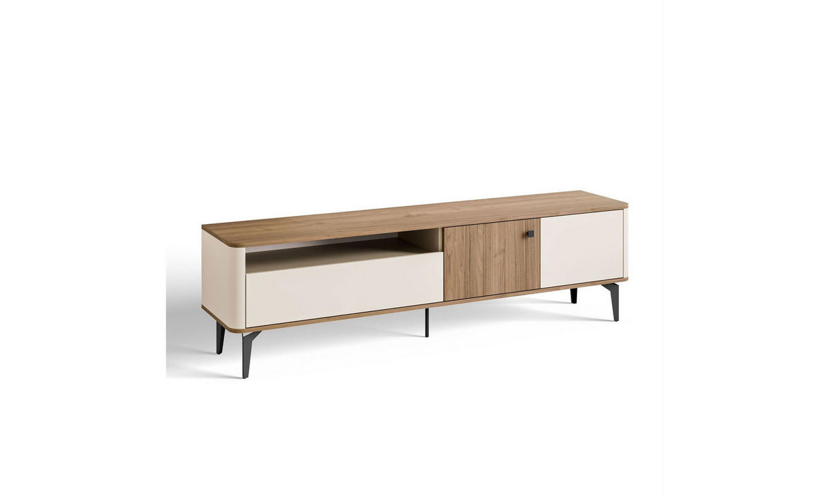 TV-SCHRANK MOCHA 180/40/51 cm mit Schublade Kaschmir/Nussbaum Royal - Kaschmir/Schwarz, Holzwerkstoff/Kunststoff (180/51/40cm) - Lookway