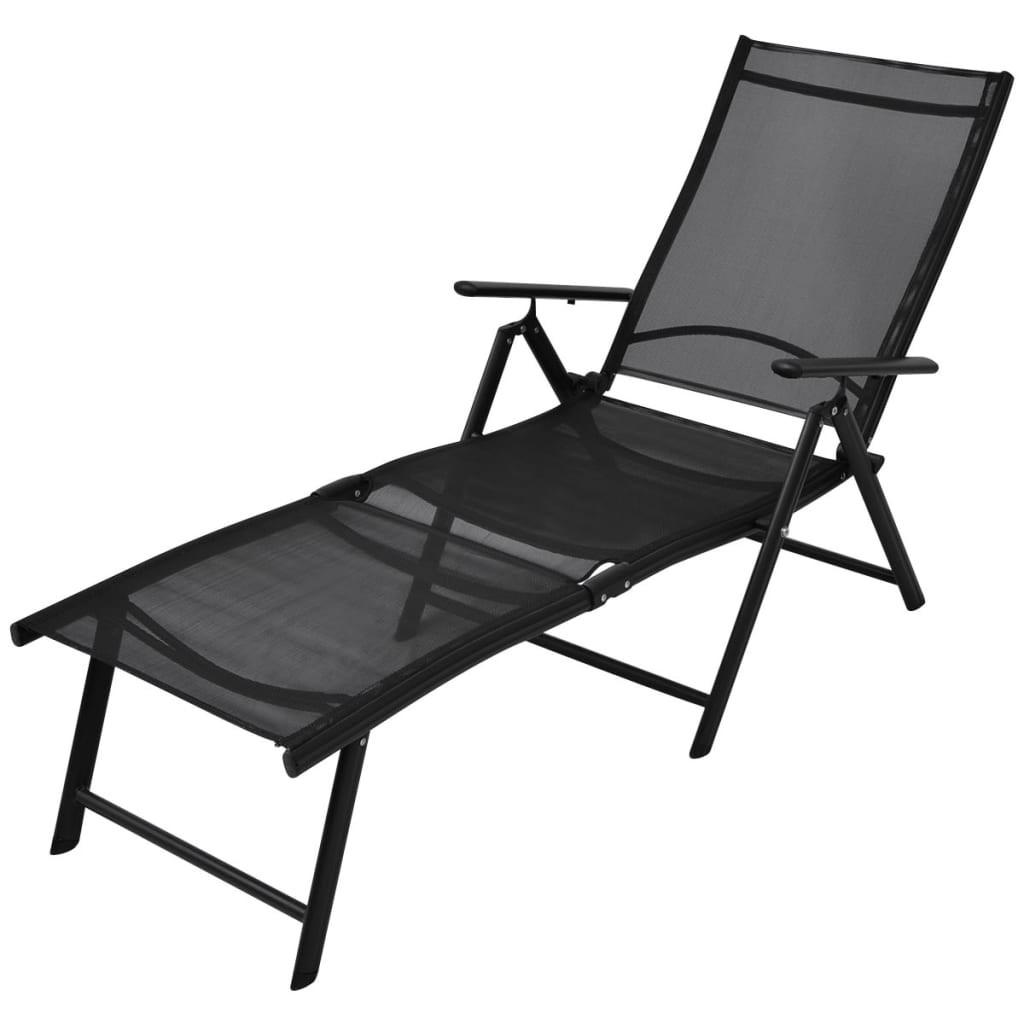 SONNENLIEGE Klappbar Aluminium Schwarz - Schwarz, Textil (63.5/96/178cm) - furnicato