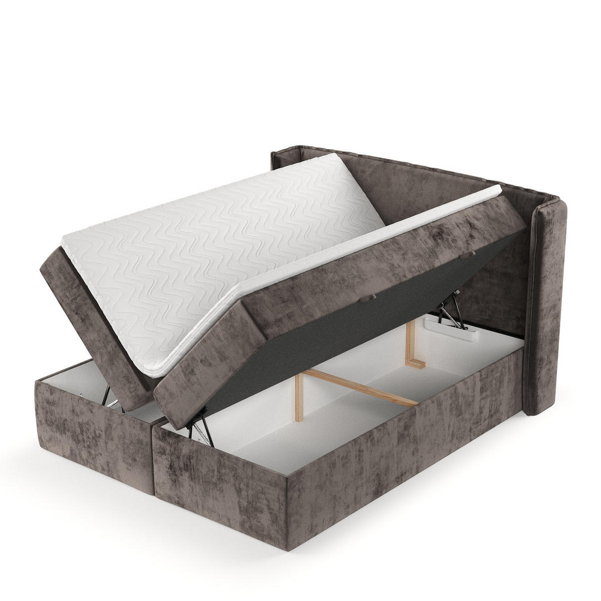 BOXBETT Viva 180/200 cm Braun im Lotta Stoff - Schwarz/Braun, Holz/Holzwerkstoff (180/200cm) - AltaBeds