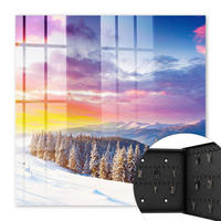 SCHLÜSSELBOX Schwarz 30x30 cm- Türöffnung nach rechts - Wintersonnenuntergang - Lila, Metall (30/30/5cm) - TULUP