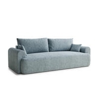 SOFA MIT SCHLAFFUNKTION Toluca Hellblau Chenille-Stoff - Schwarz/Hellblau, Holz/Holzwerkstoff (247/69/104cm) - Maison de Reve