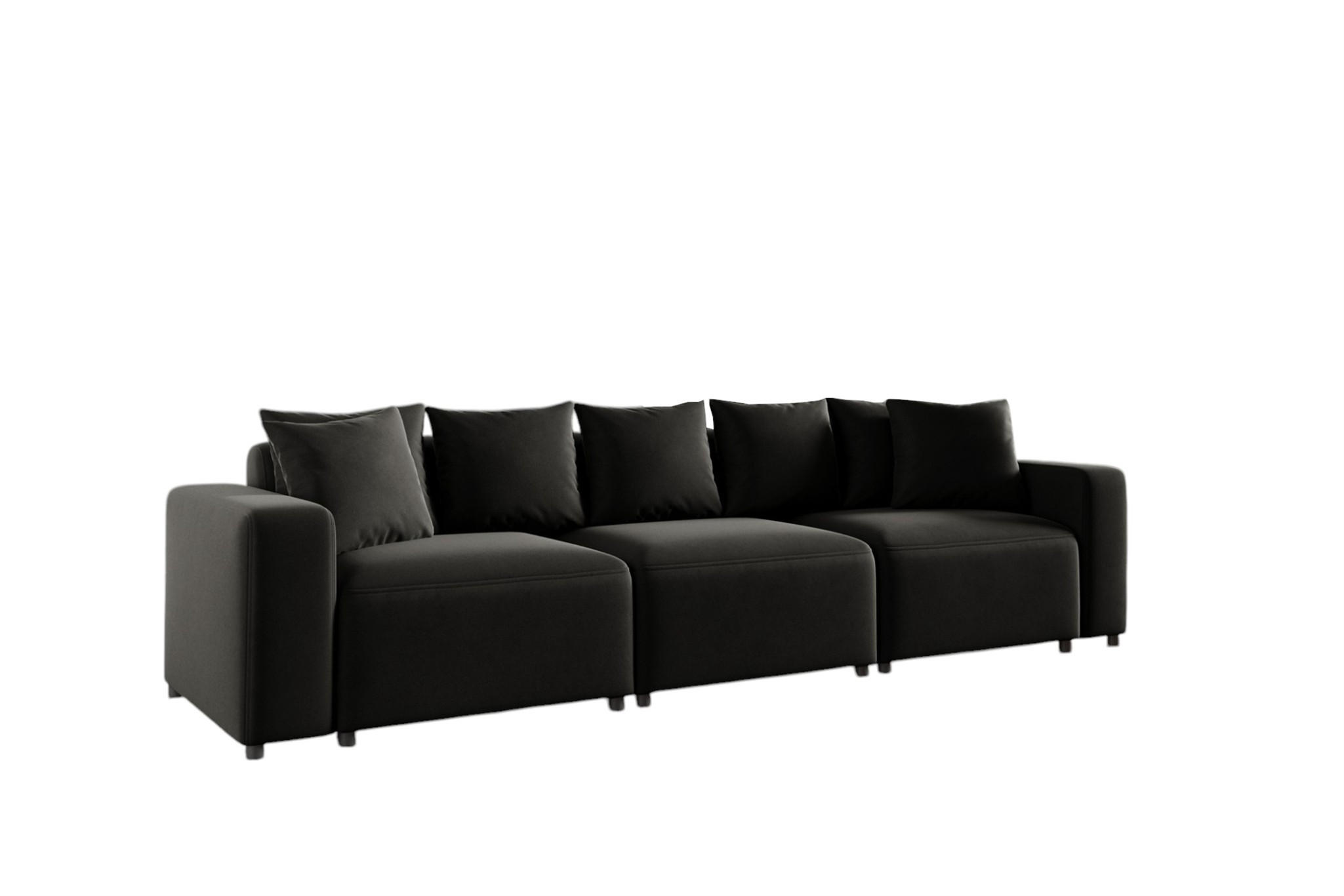 SOFA Megan 3-sitzer In Salvador - Schwarz, Holzwerkstoff/Textil (327/75/98cm) - Fun Möbel