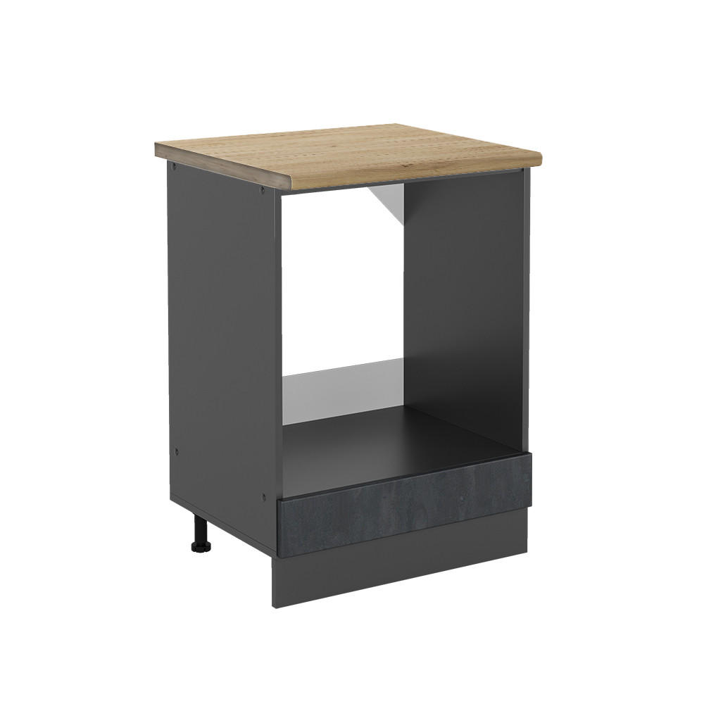 HERDUMBAUSCHRANK R-Line Schwarz Beton 60 cm AP Eiche - Anthrazit/Schwarz, Holzwerkstoff (60/81.6/60cm) - Vicco