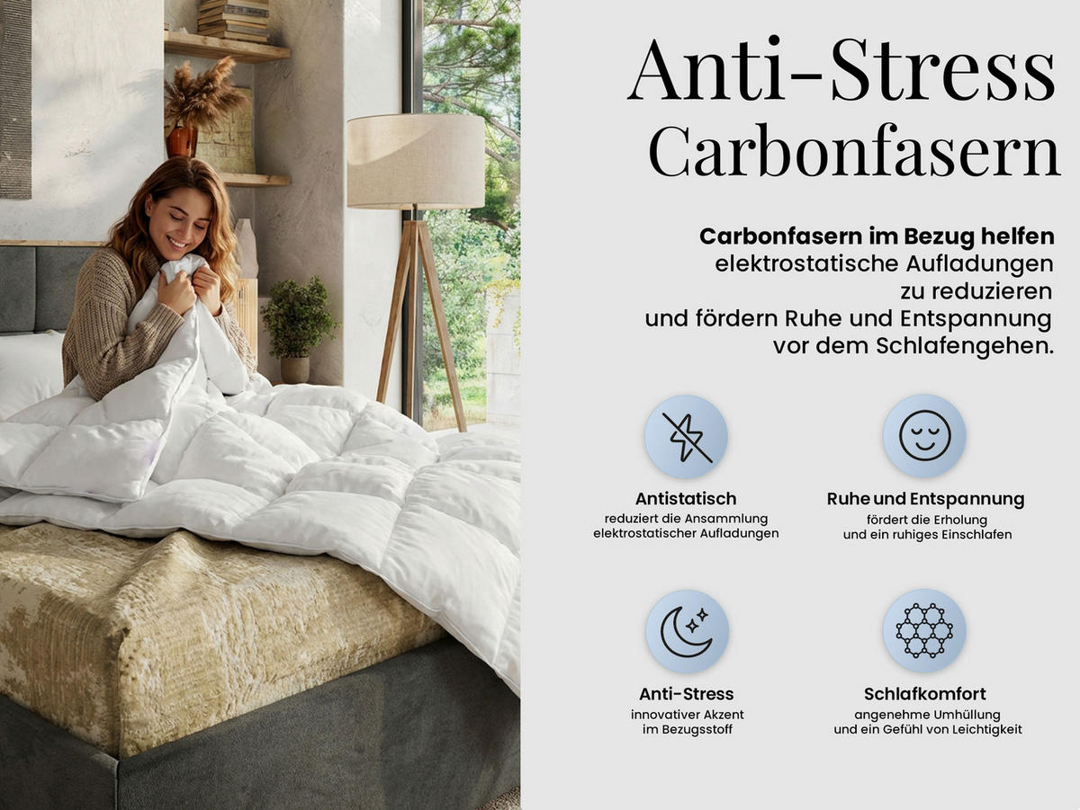 GANZJAHRESBETTDECKE Anti-Stress-Effekt CALIMA 160/200 mit Kopfkissen 40/80 - Weiß, Textil (160/200cm) - MKS