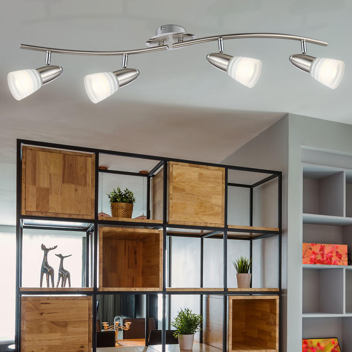 LED DECKENLEUCHTE Caleb Metall Silber - Silberfarben, Glas (80/16.5/16cm)