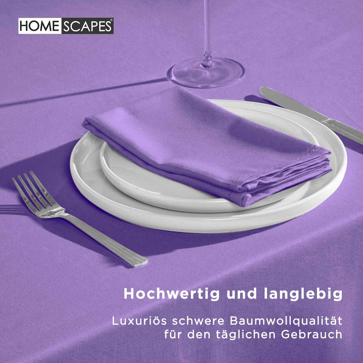 TISCHDECKE lila rund 178 cm, 100% Baumwolle - Lila, Textil (178/178cm) - Homescapes