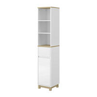 BADEZIMMERMÖBEL Livia Weiß 30 x 151 cm mit Schubladen - Weiß/Naturfarben, Holzwerkstoff (30/151/30cm) - Vicco