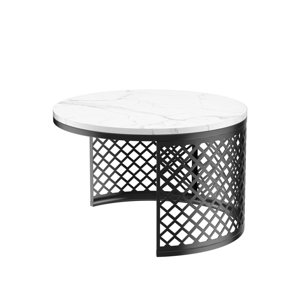 COUCHTISCH Wohnzimmertisch für couch Sofatisch mit Haustierbereich und Haustiermatte, mit Marmorstruktur, bis 400 °C - Schwarz, Holzwerkstoff/Metall (70/70/45cm) - STILVORA