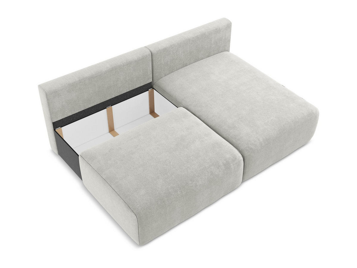ECKSOFA mit Schlaffunktion rechts Chenille Stoff Grau - Hellgrau/Schwarz, Kunststoff/Textil (210/149cm) - Makamii